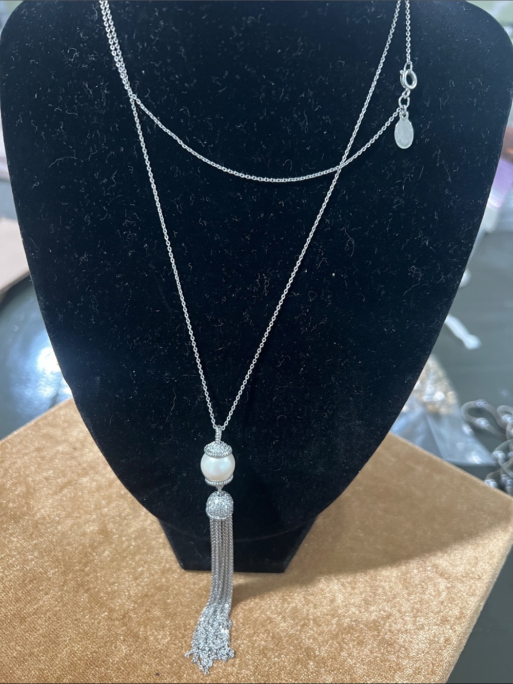 LOFT Silver-Tone Pearl Tassel Layered Necklace